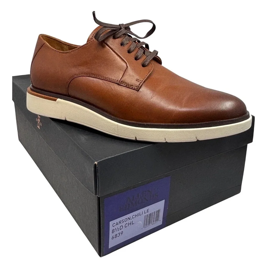 Allen Edmonds Mens Carson Chili Leather Hybrid Derby Shoes Size 8.5 D Lace Up